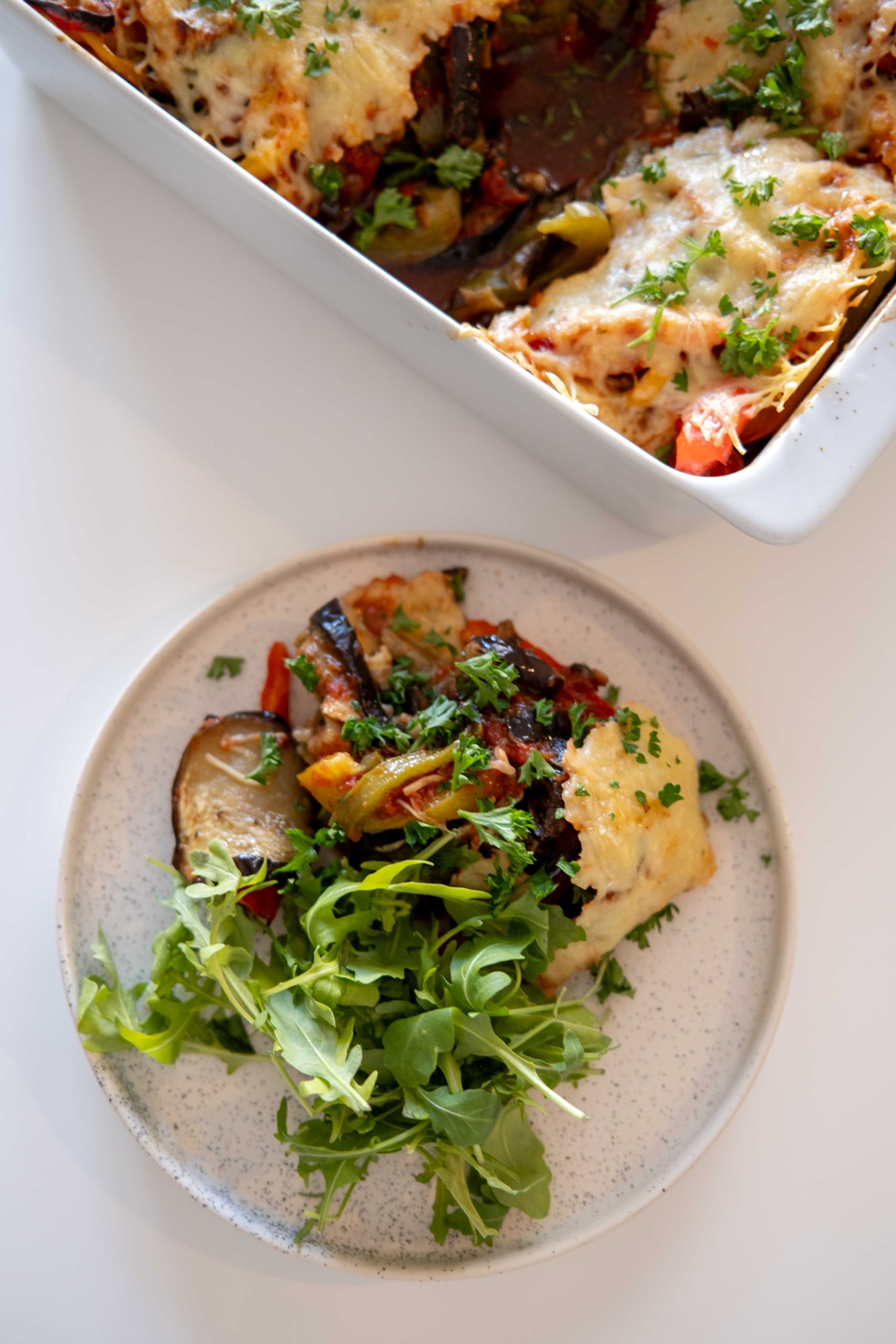 Gratin d’aubergines et poivrons