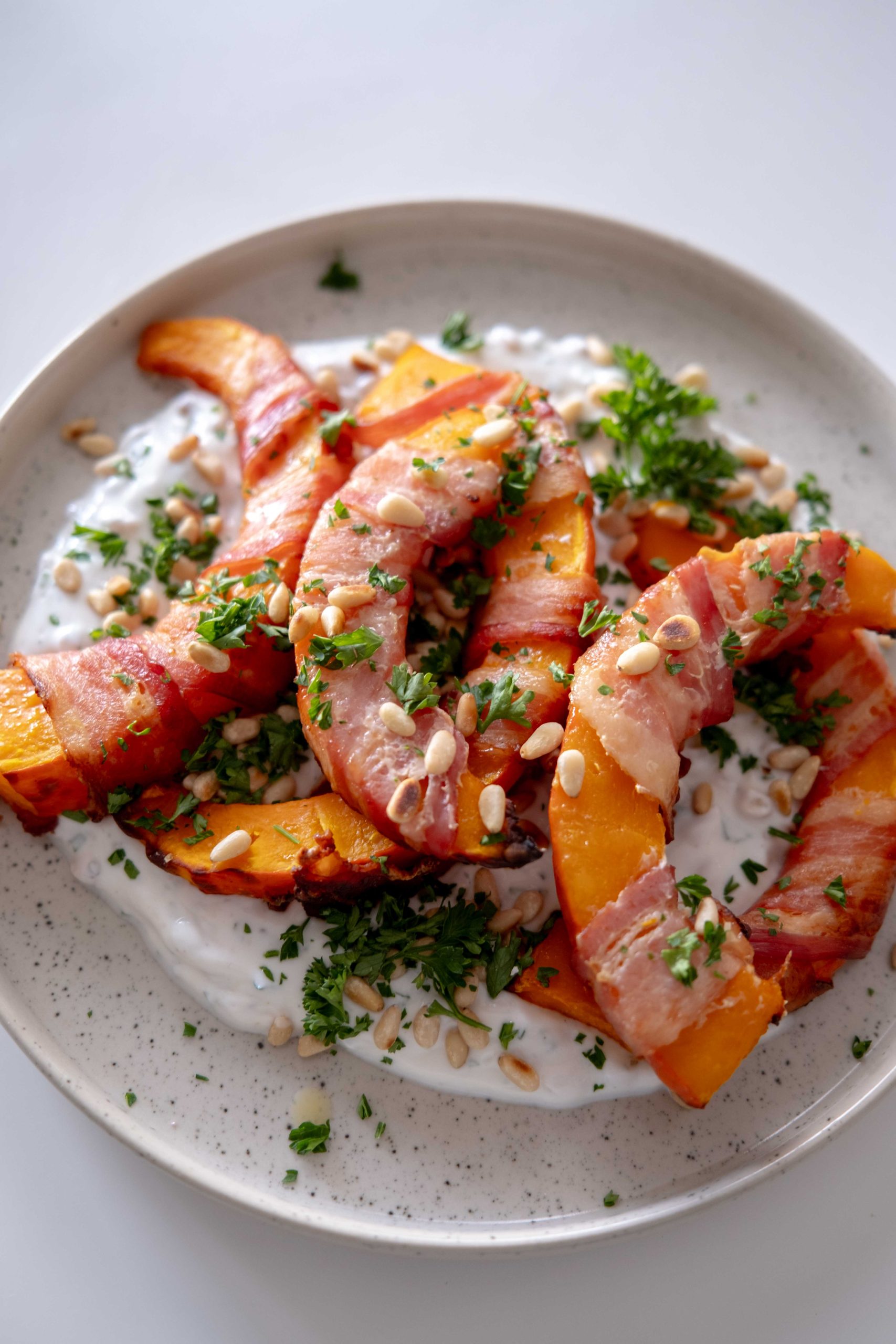 Potimarron rôti au bacon